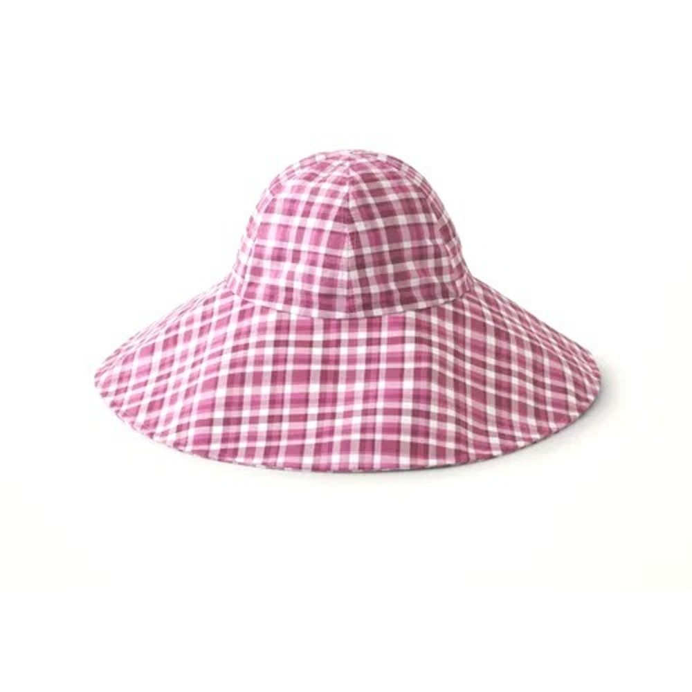 COS Women's Wide Brim Gingham Checkered Sun Hat - Plum Pink - XS/S - $59